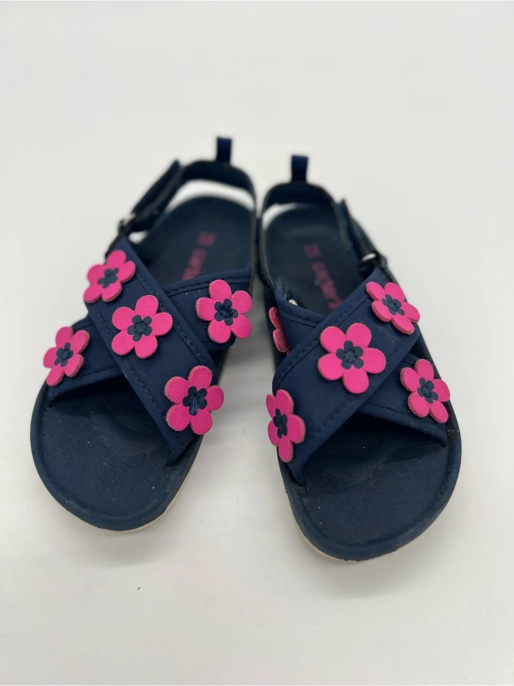 Carter's Girls Blue Pink Flowers Adjustable Straps Sandals Sz 12
